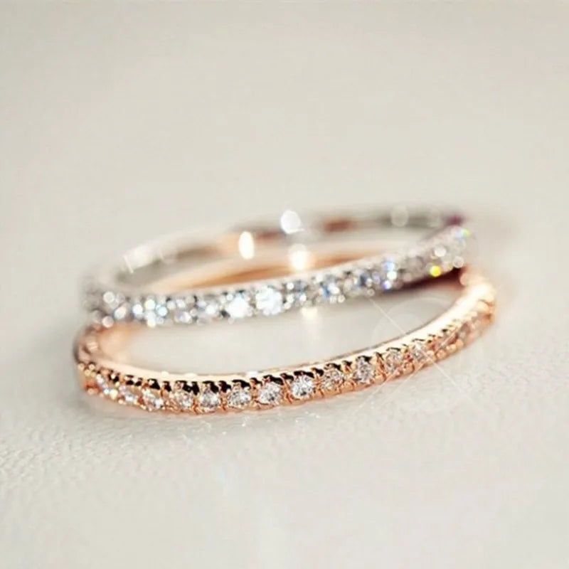Bague empilable Mince Demi-éternité CZ pour Femme et Fille, Alliance, 1.5mm