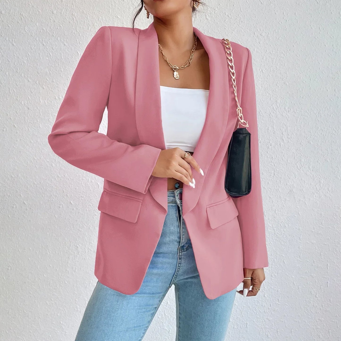 Blazers en polyester et coton manches longues