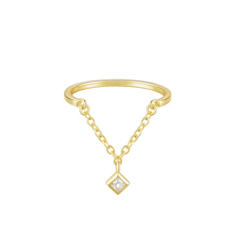 Bague réglable argent regardé 925, or 18 carats