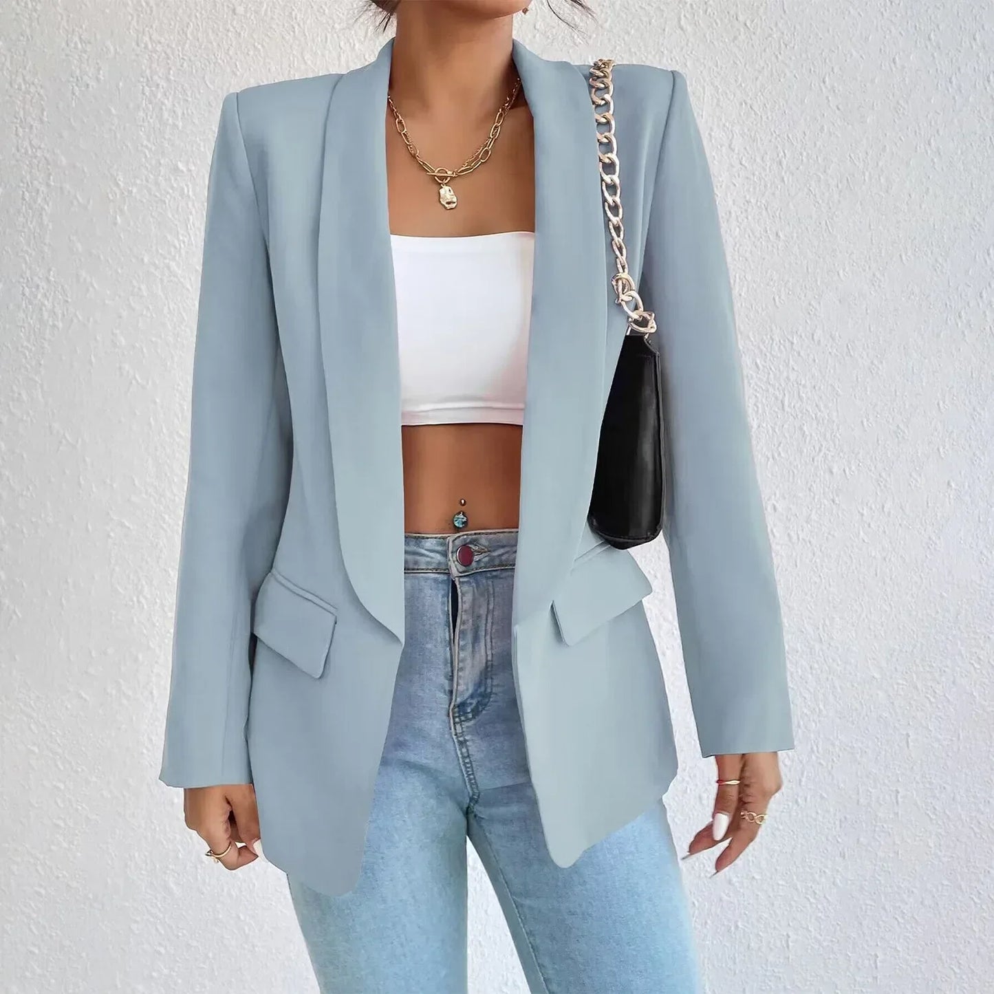 Blazers en polyester et coton manches longues