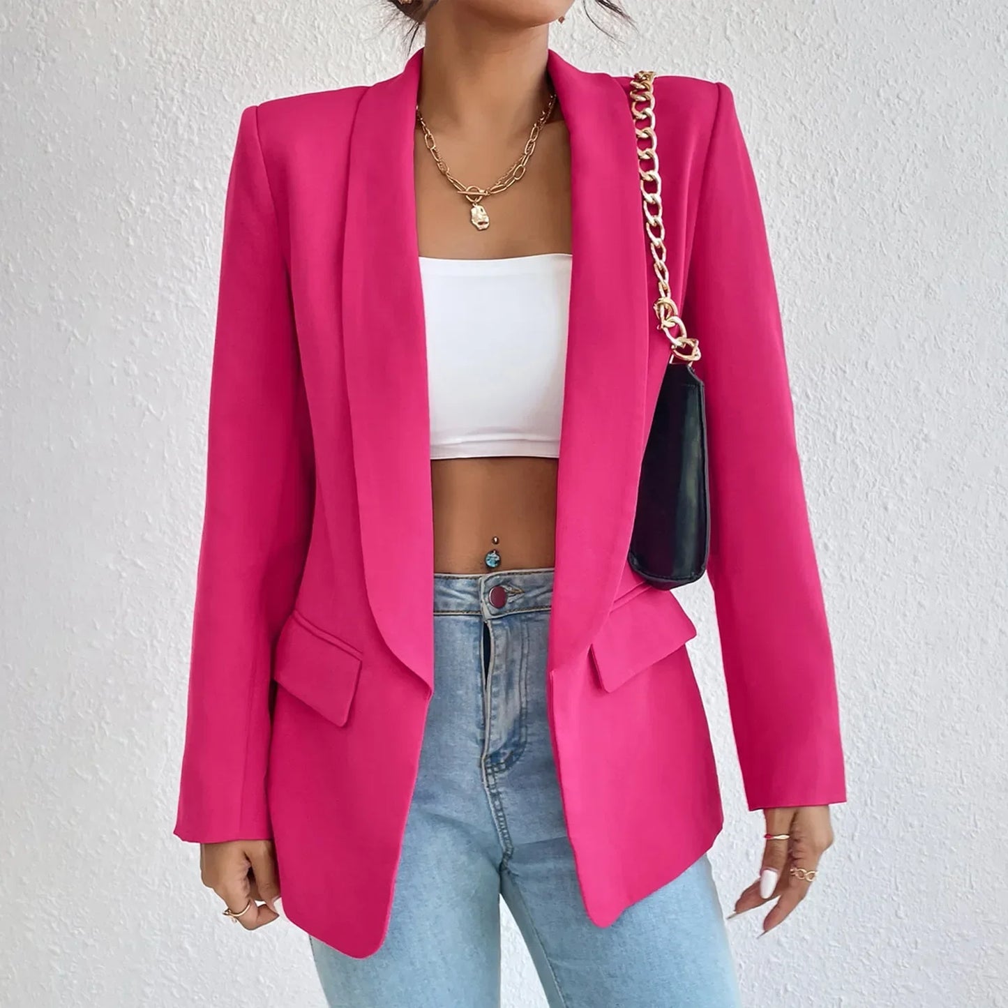 Blazers en polyester et coton manches longues