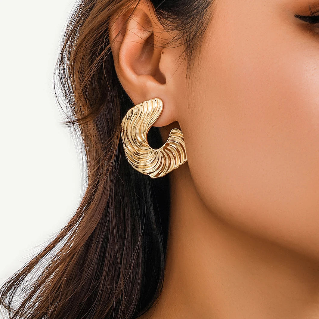 Ingmark-Boucles d'Oreilles Géométriques Vintage en Forme de C pour Femme, Piercing Créatif en Métal,