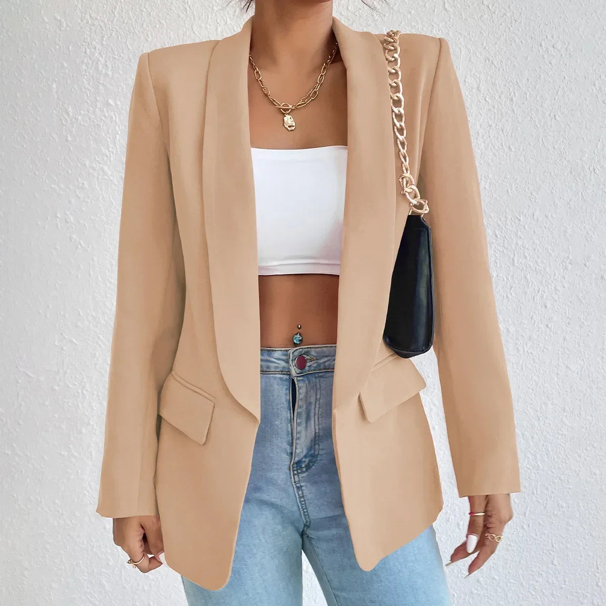 Blazers en polyester et coton manches longues