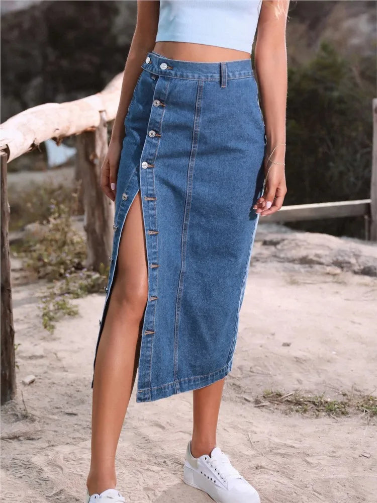 Jupe en jeans maxi décontractée